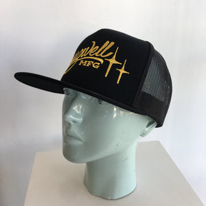 Black Trucker Script Hat - Cruzwell Mfg